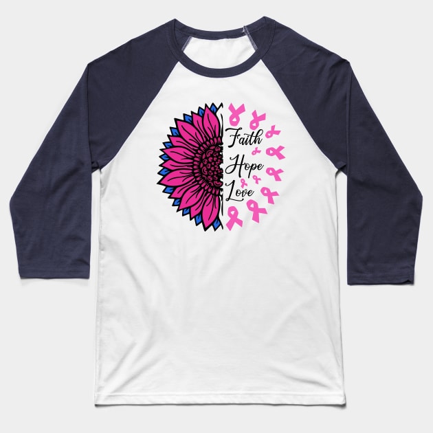 Breast Cancer Sunflower Baseball T-Shirt by busines_night